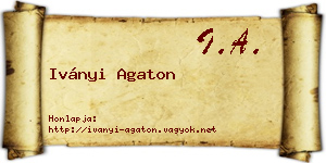 Iványi Agaton névjegykártya